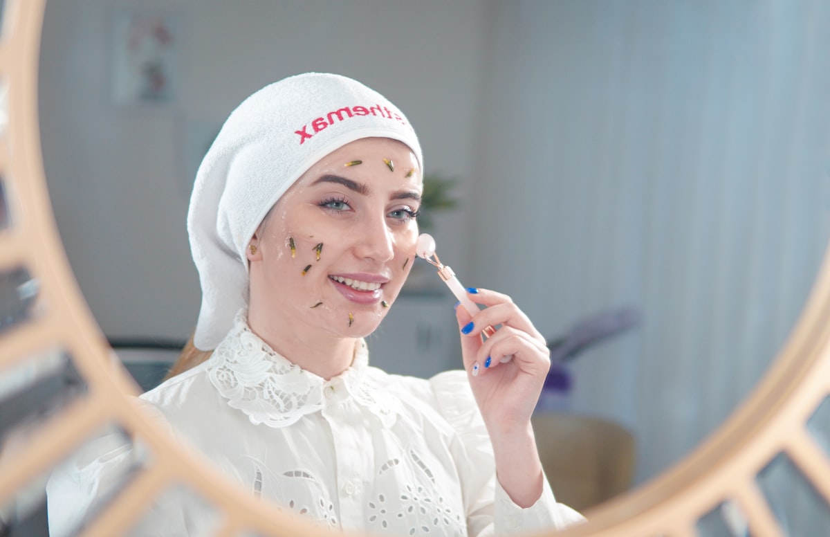 Professional anti-aging cream application and skincare routine